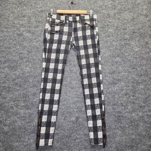 Rag & Bone Jeans Womens 27 Moto Skinny Plaid Zip Pocket Stretch Buffalo Check